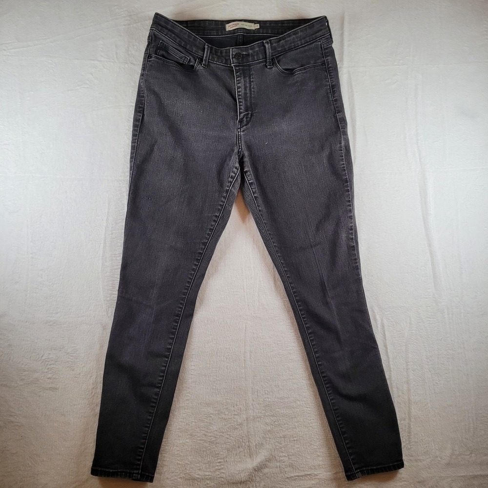 Levi Strauss Signature Womens High Rise Skinny Jeans Faded Black Size 14